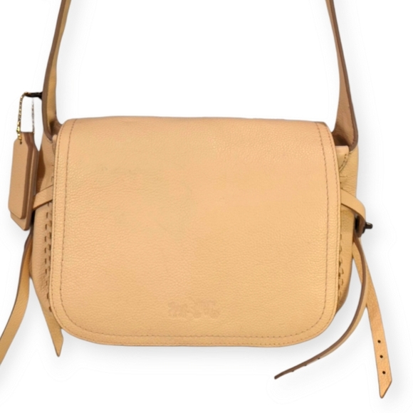 Coach Handbags - Coach Dakotah Whiplash Apricot Pebble Leather Small Flap Crossbody Bag 34397
